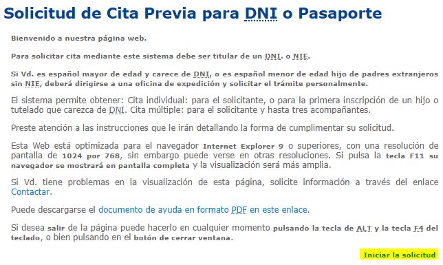 cita DNI iniciar solicitud