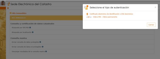 Autenticación en la sede electrónica del catastro