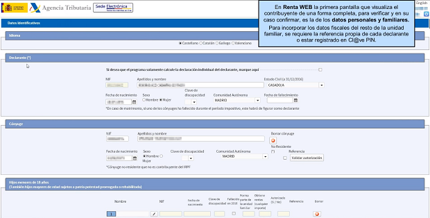 Renta Web datos personales