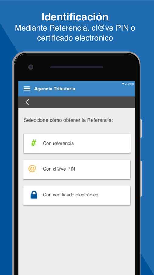 Identificación en la app Agencia Tributaria