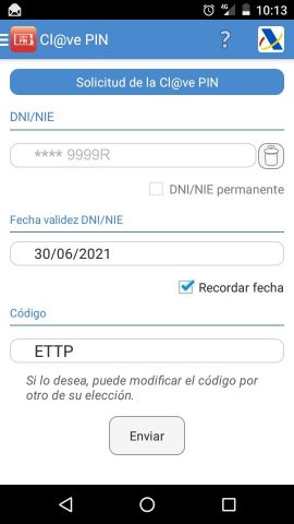 App Cl@ve PIN: Solicitud