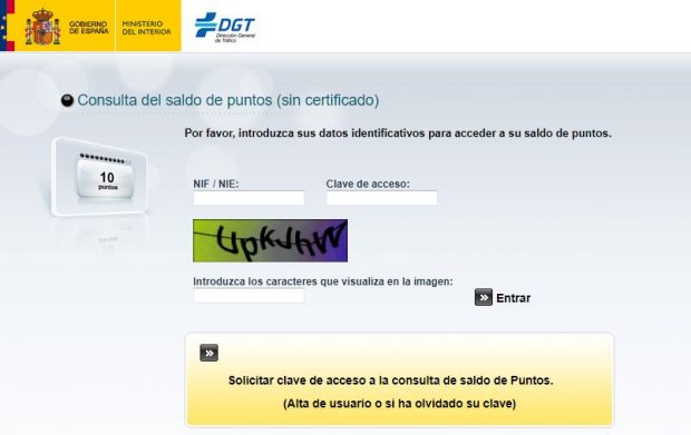 Consulta puntos DGT