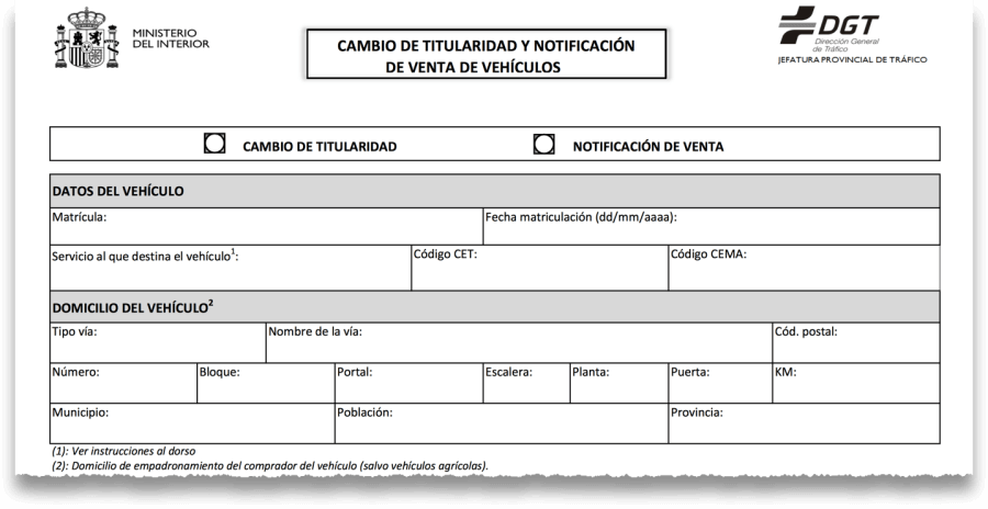 Cambio titular vehículo