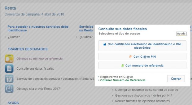 Consulta datos fiscales Renta Web