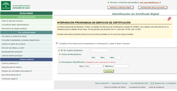 Cita previa con el SAS por Internet